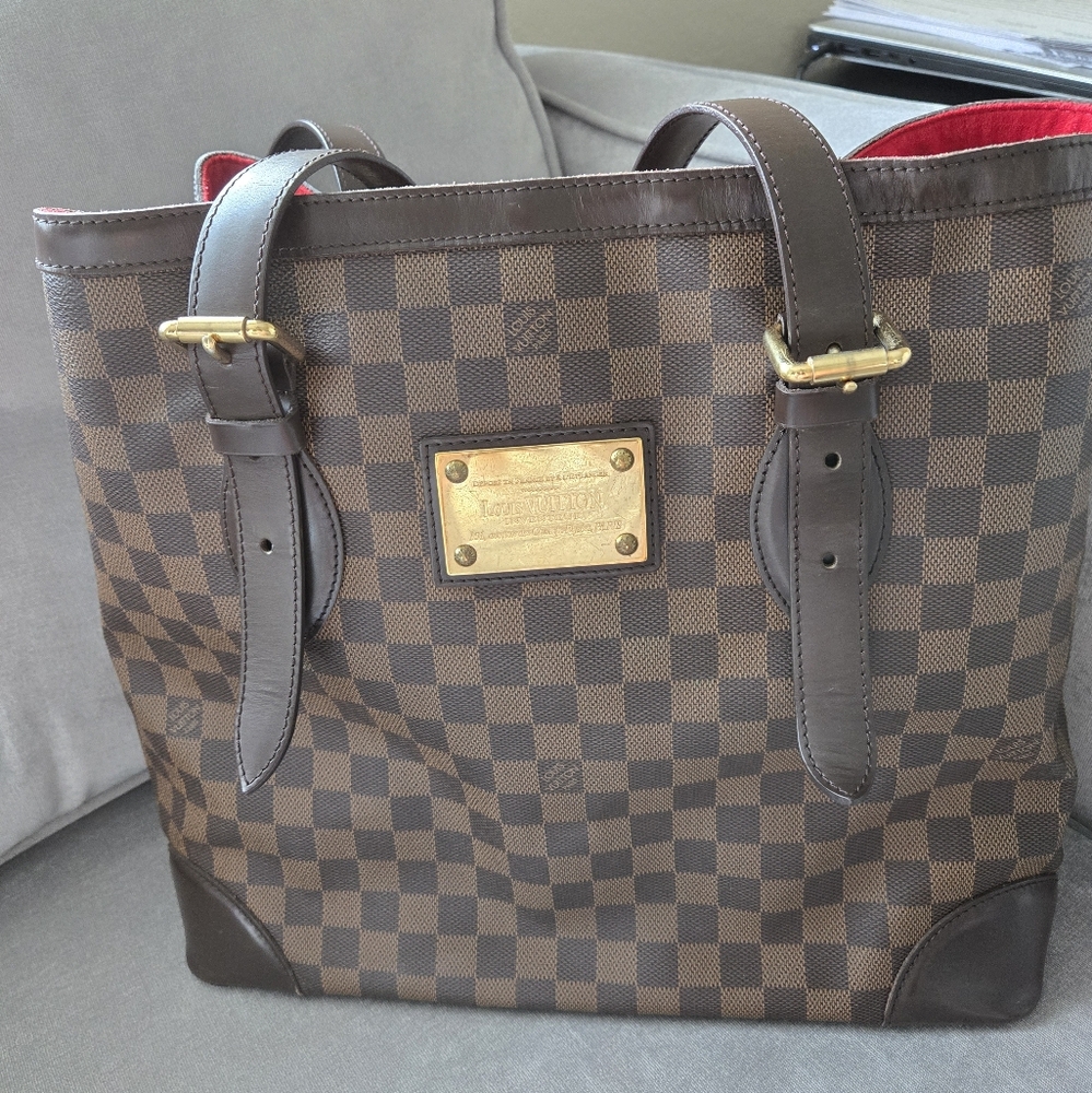 Authentic Louis Vuitton Damier Ebene Hampstead GM Shoulder Bag
